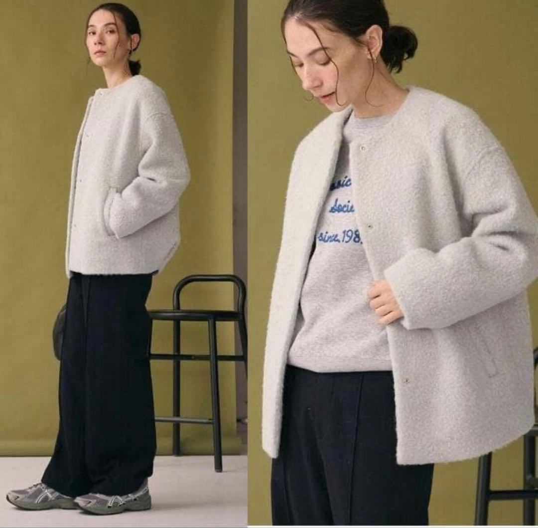 今季 B&Y UNITED ARROWS ブークレーノーカラーブルゾン