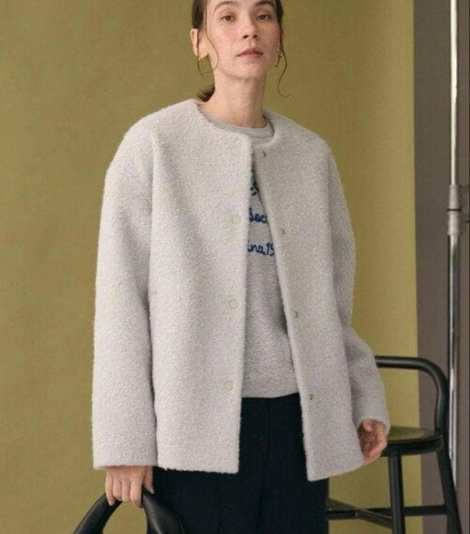 今季 B&Y UNITED ARROWS ブークレーノーカラーブルゾン