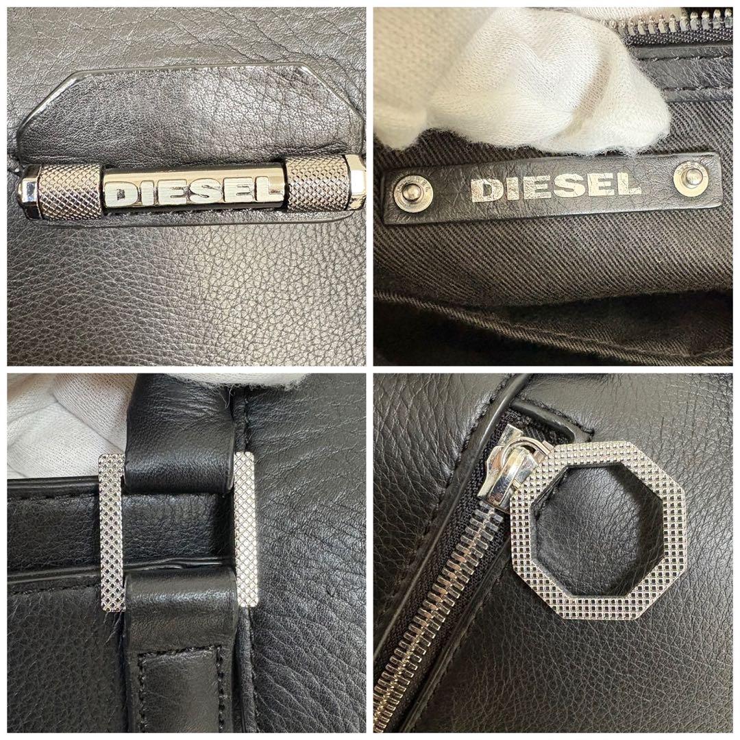 未使用級✨ ディーゼル レザー トートバッグ ハンドバッグ 黒 ジップ ロゴ金具