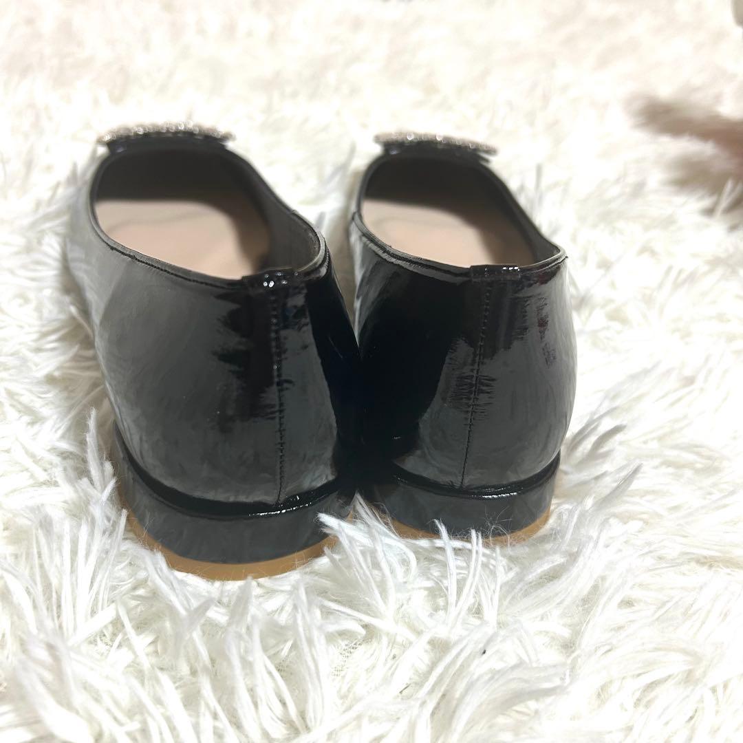 未着用✨ダイアナ ビジューバックル エナメル ローヒールパンプス 24.5㎝