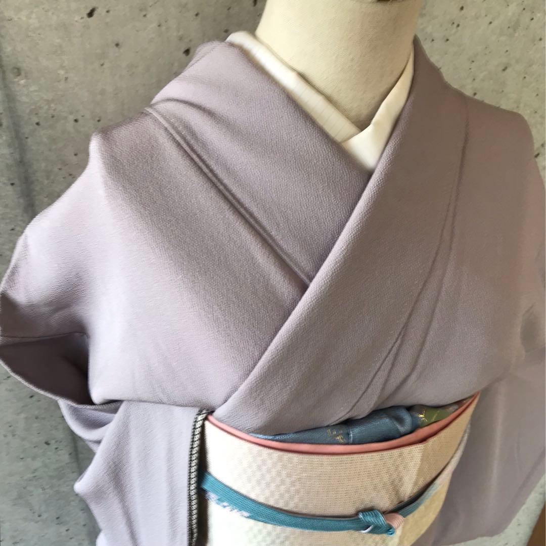 正絹　色無地　袷　柄八掛　裄68