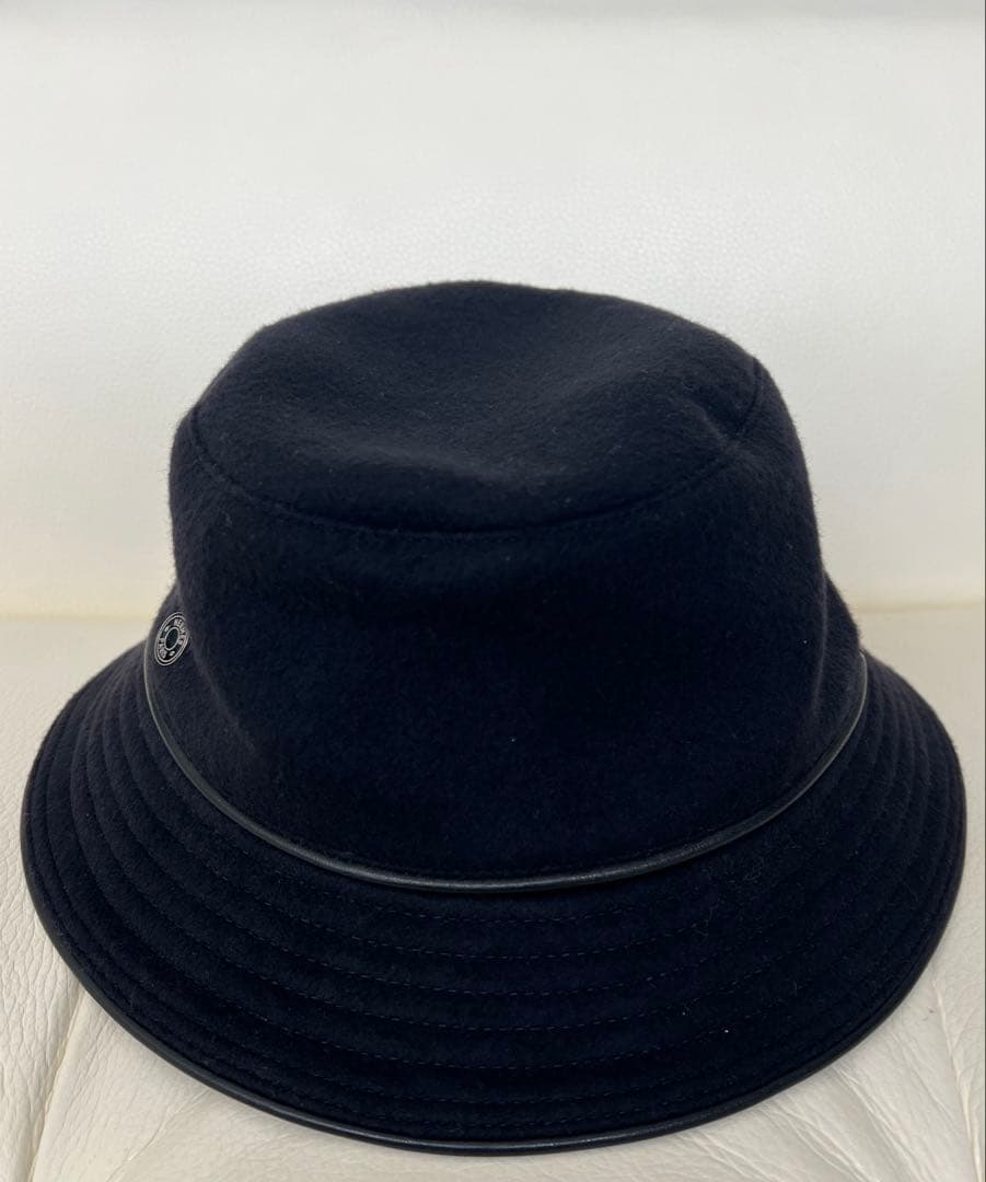 HERMES ブラック カシミア バケットハット ５７ 良品