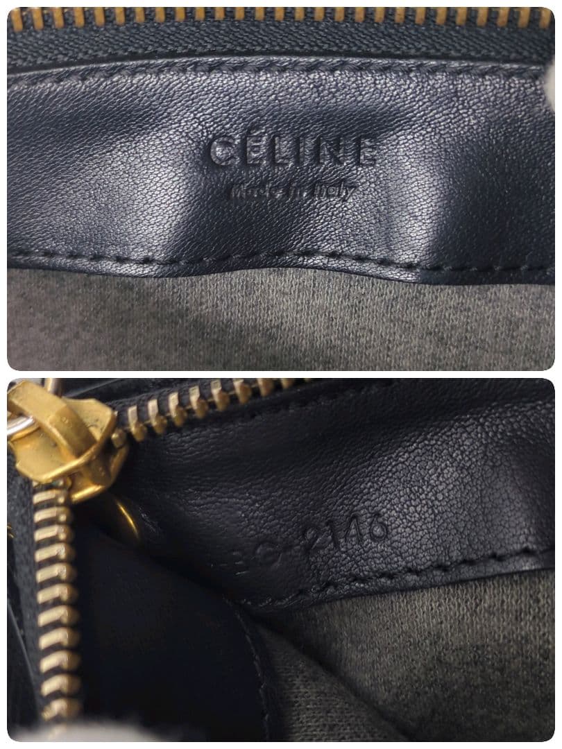 【人気モデル・美品】セリーヌ☆トリオ ショルダーバッグ レザー ゴールド金具 黒