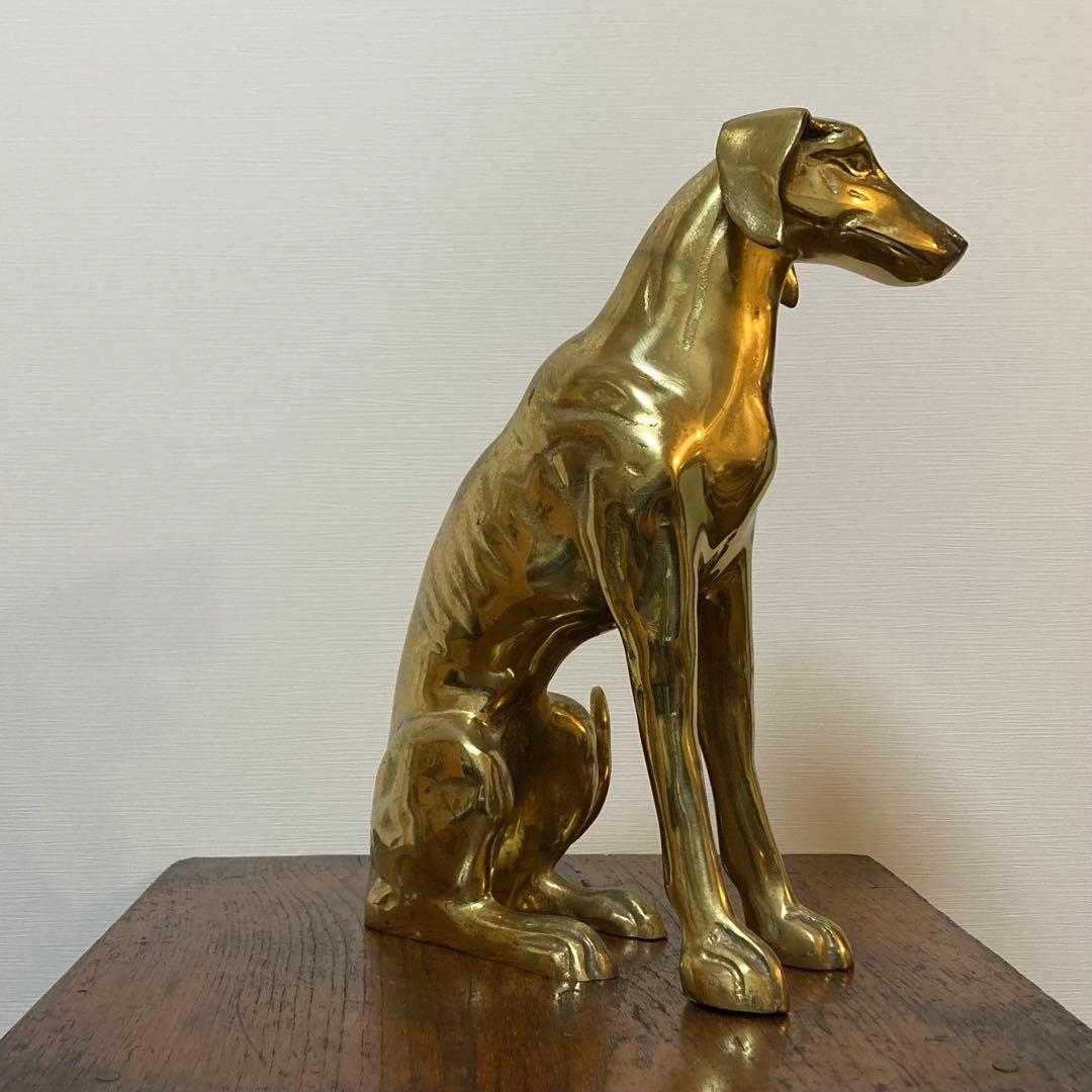 真鍮製 犬の置物 グレイハウンド ヴィンテージ アンティーク レトロ ブラス