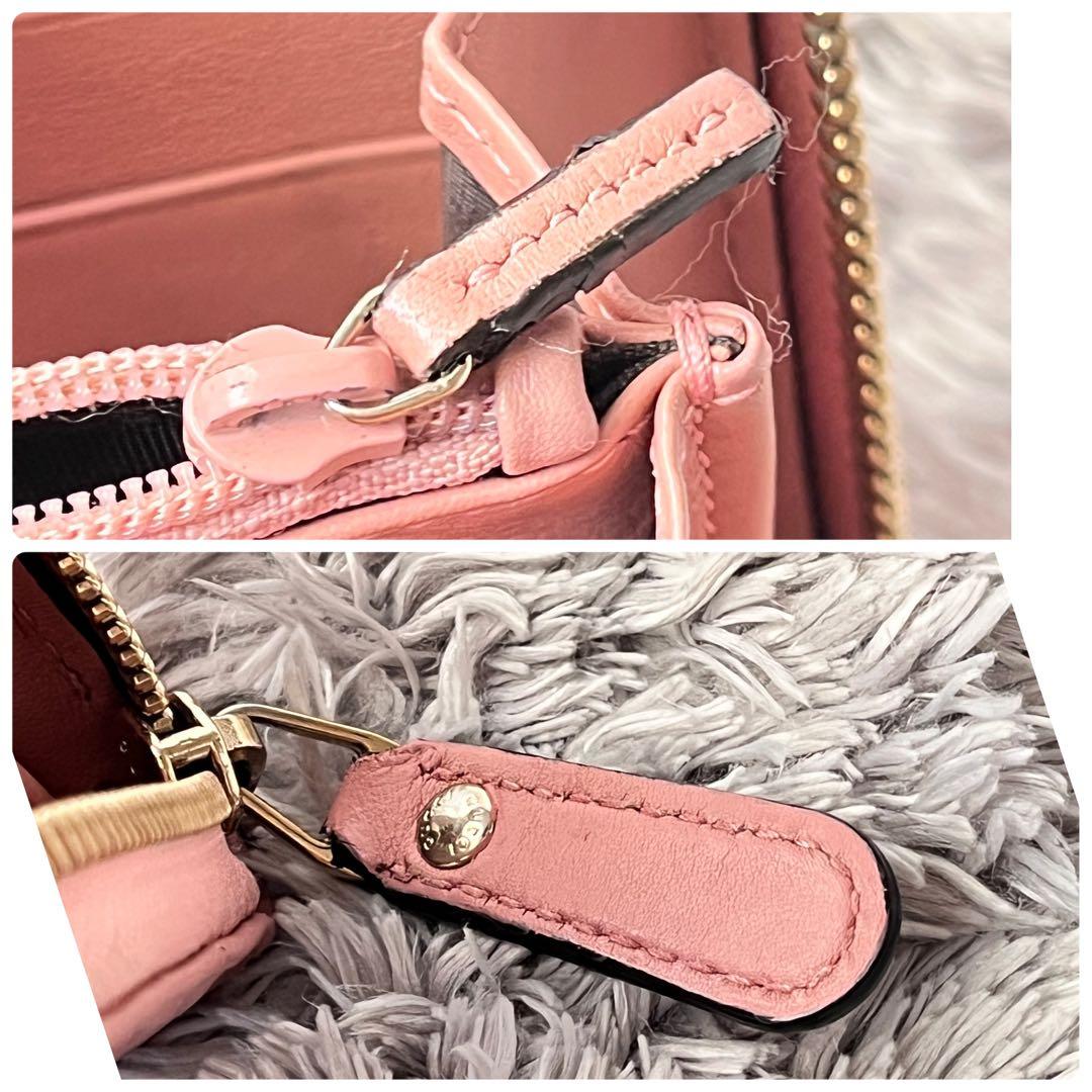 美品✨GUCCI マイクロシマ　ラウンドファスナー　長財布　レディース　ピンク