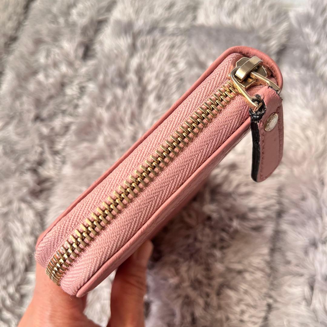 美品✨GUCCI マイクロシマ　ラウンドファスナー　長財布　レディース　ピンク