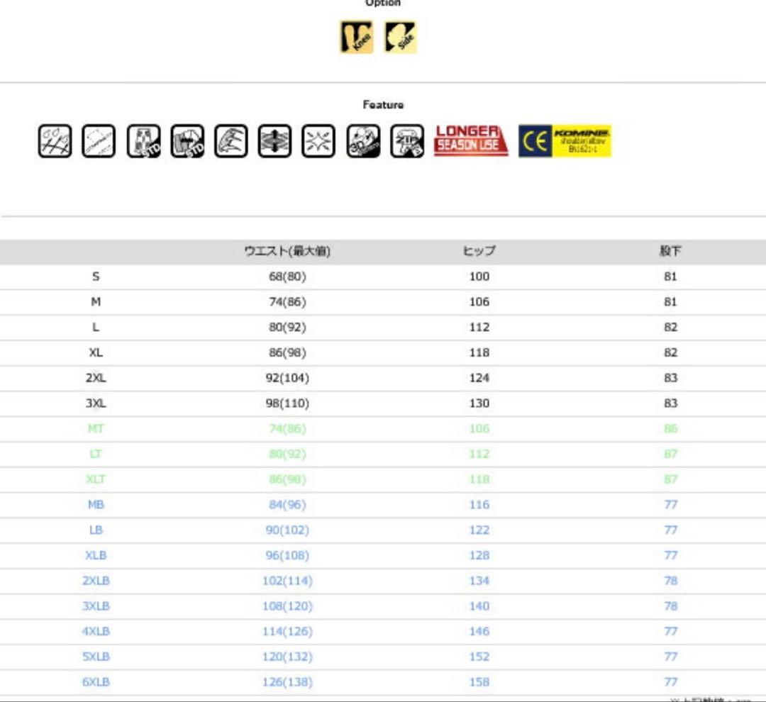 コミネ KOMINE ウィンターパンツGERMANIA ブラック Mサイズ