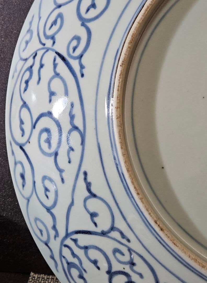 【珍品図変わり❗️】明治時代　古伊万里　錦手　金彩色絵　七福神図　唐草文様　大皿