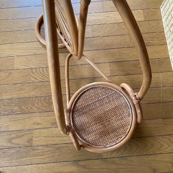 ヴィンテージ*古いラタンのペニー・ファージング型フラワースタンド飾り棚 自転車