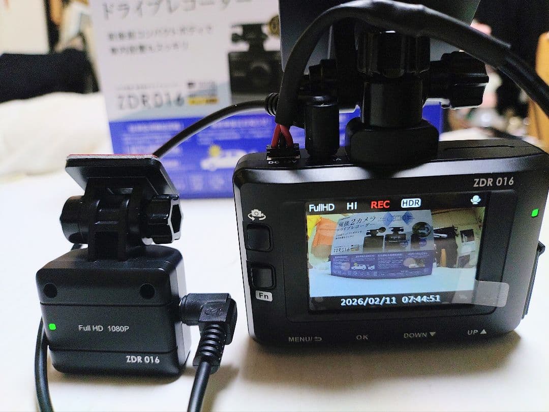 マルトク商会コムテックZDR-016型前後2カメラ完全作動確認フルセット