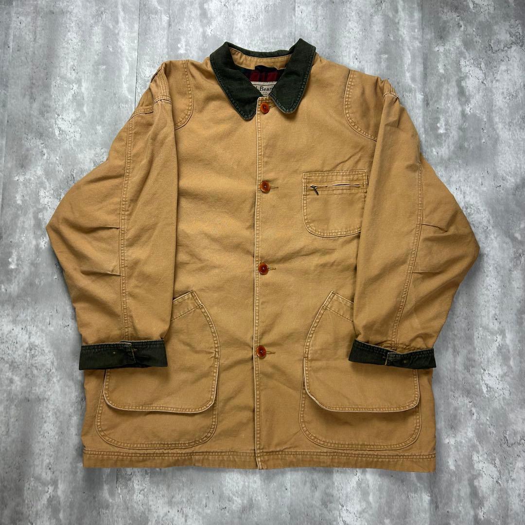 エルエルビーン 内チェックダック地ハンティングジャケットベージュ2XL 5906