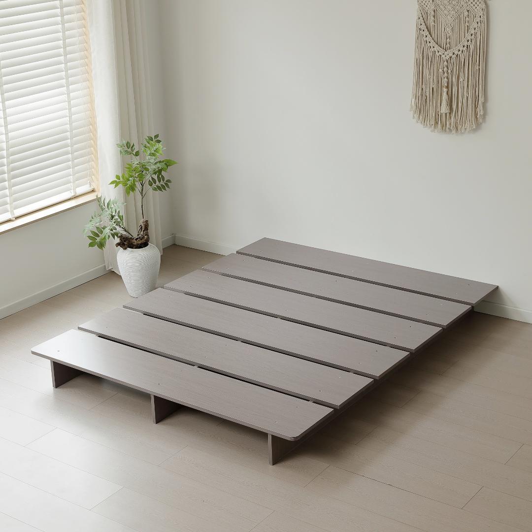 【幅120cm】ベッド　脚付き　木目調　コンパクト　GREY