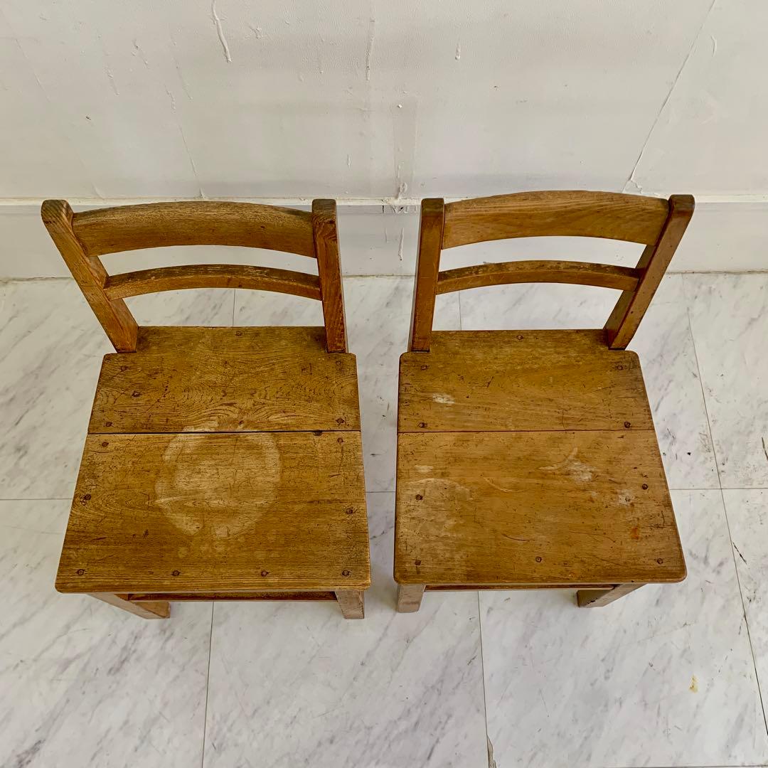 昭和レトロ 木製チェア 2脚セット｜昔懐かしい 古道具 椅子 木味 ヴィンテージ