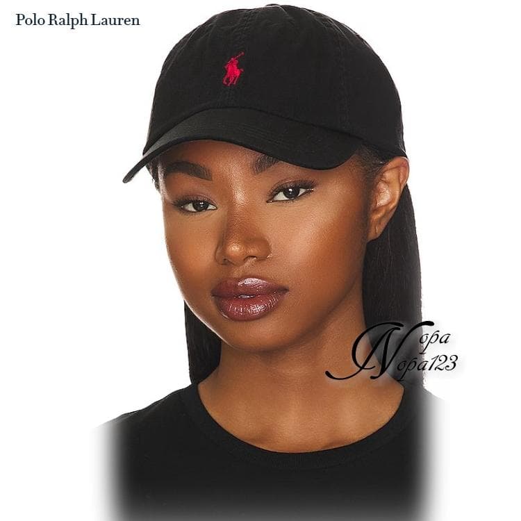 新品正規品 ポロ ラルフローレン アイコニック ホース刺繍 チノキャップ 黒赤馬