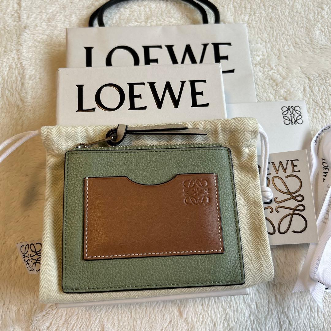 【美品】ロエベ カードホルダー ローズマリー タン