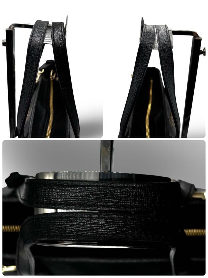 【美品】フルラ　リンダ　2way ショルダーバッグ トート　ロゴ金具　PVC黒