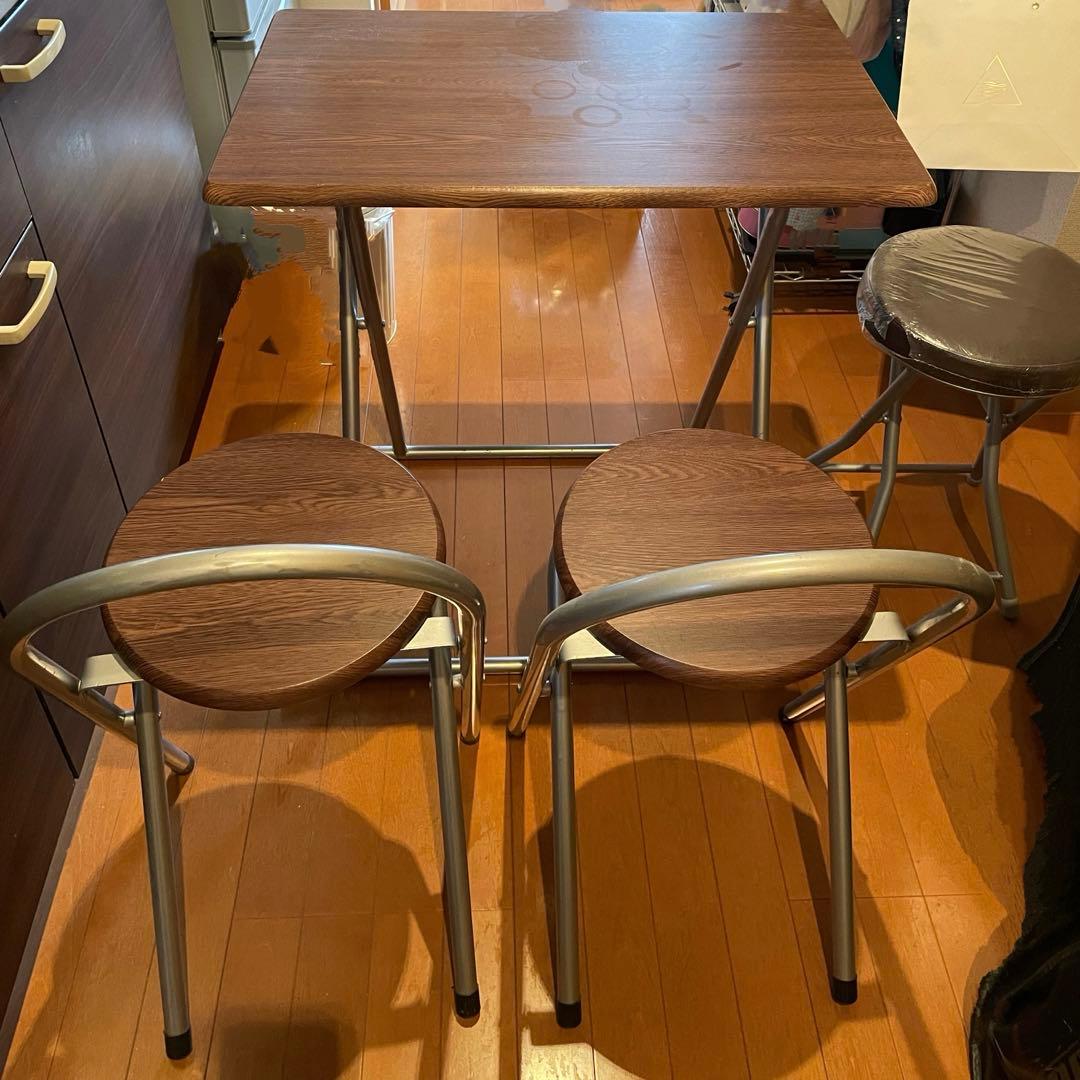 ダークブラウン木製ダイニングテーブルセット