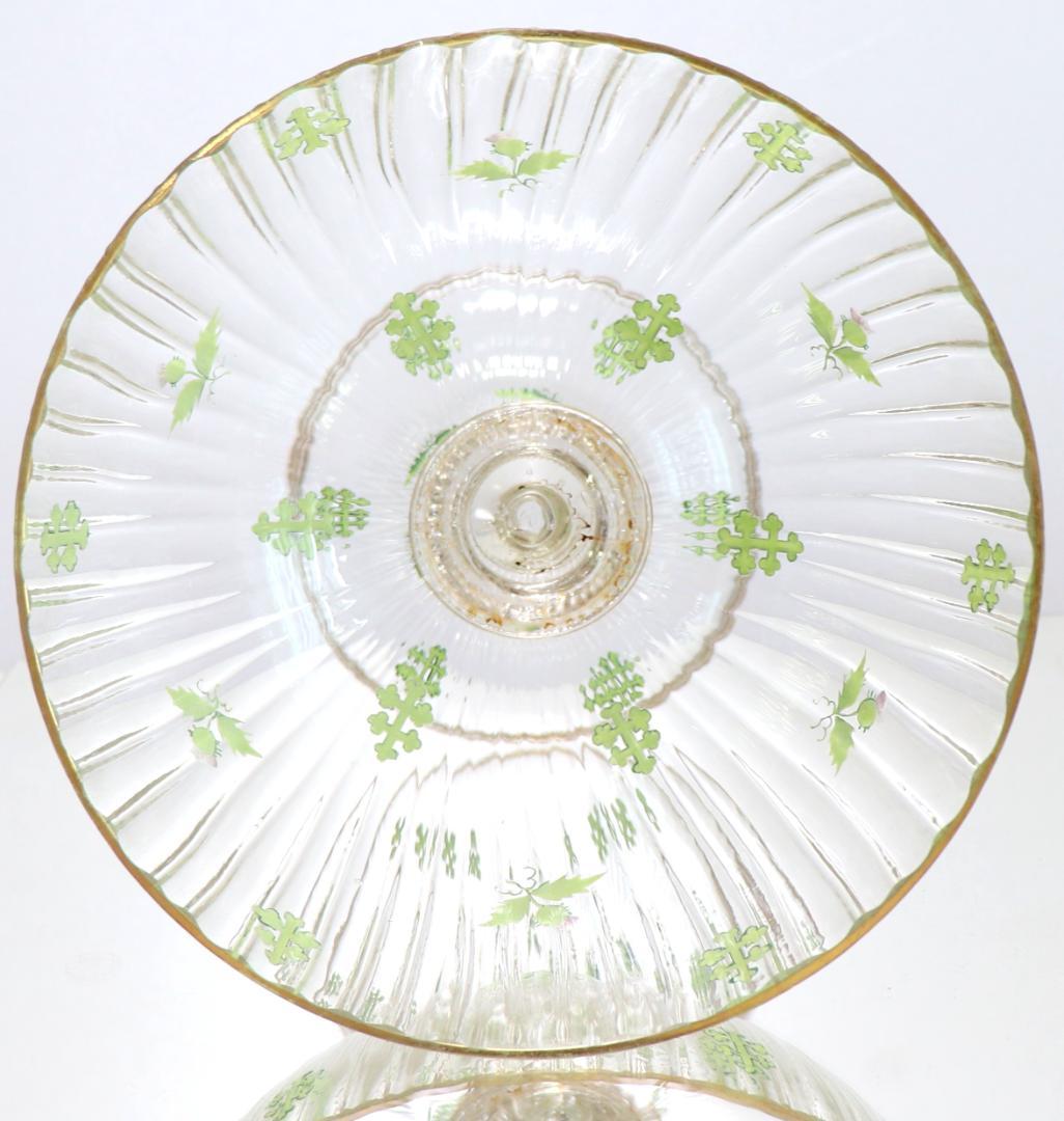 オールド・バカラ 稀少1880年頃金彩エナメルアザミ&ロレーヌ十字大型コンポート