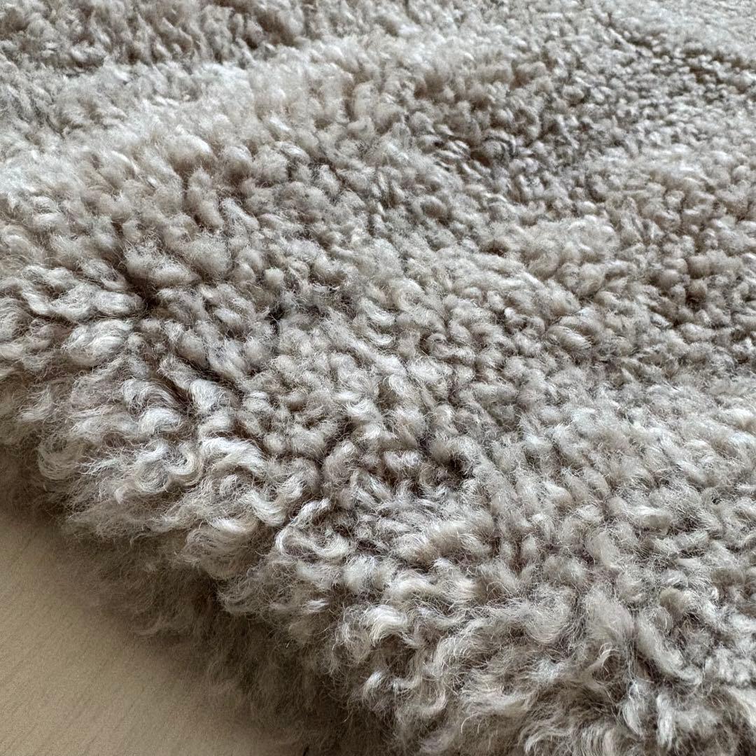 アンフィーロ エコファー ボア ノーカラー ジャケット グレージュ M