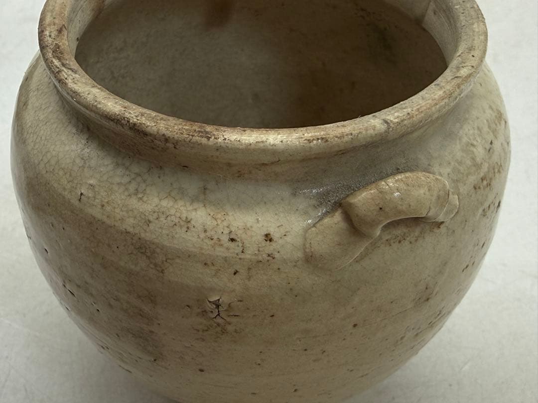 中国　宋時代　雙耳　白釉小壺　アンティーク　送料込み260202