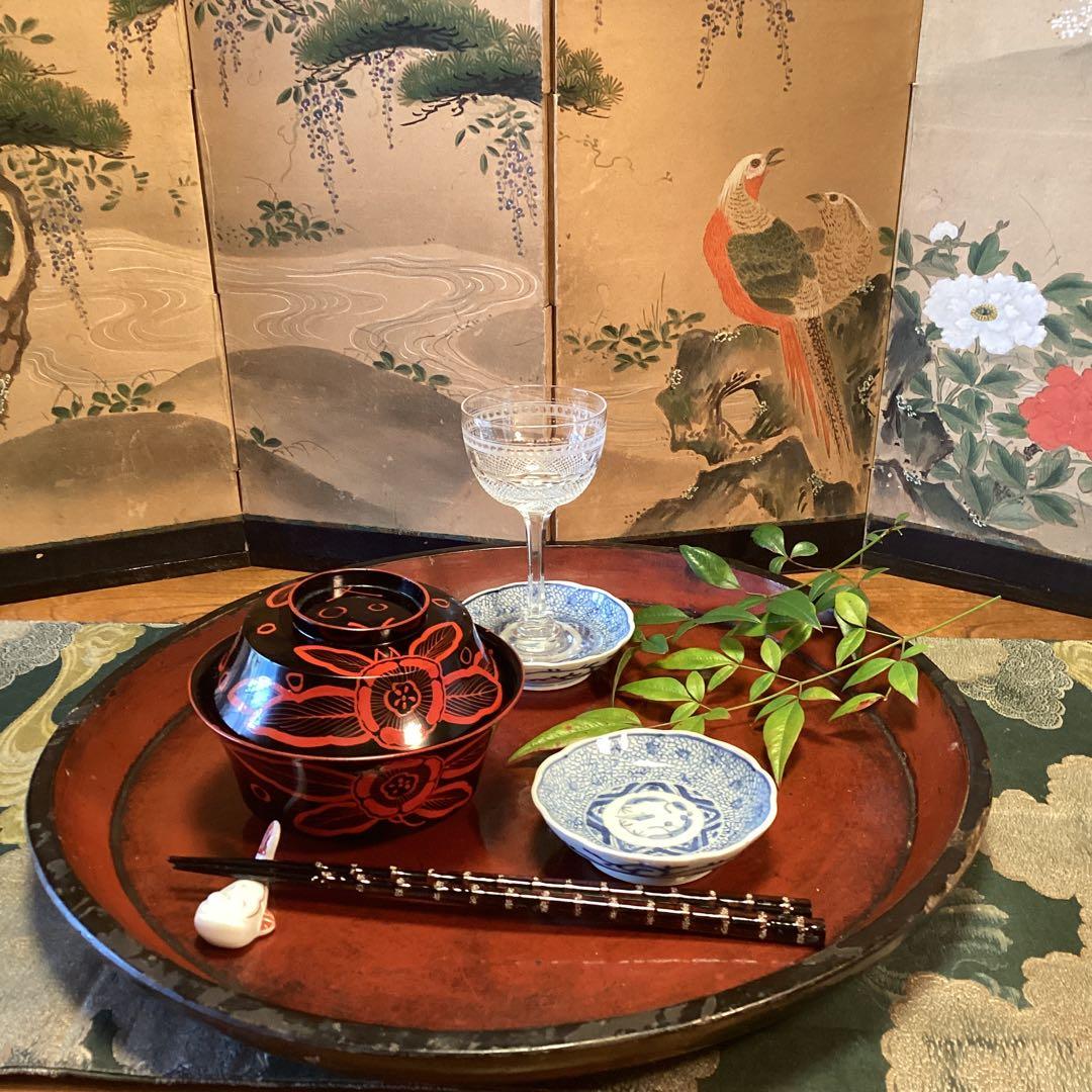 A1054 古伊万里、染付　微塵唐草　豆皿ちびちび　5枚セット