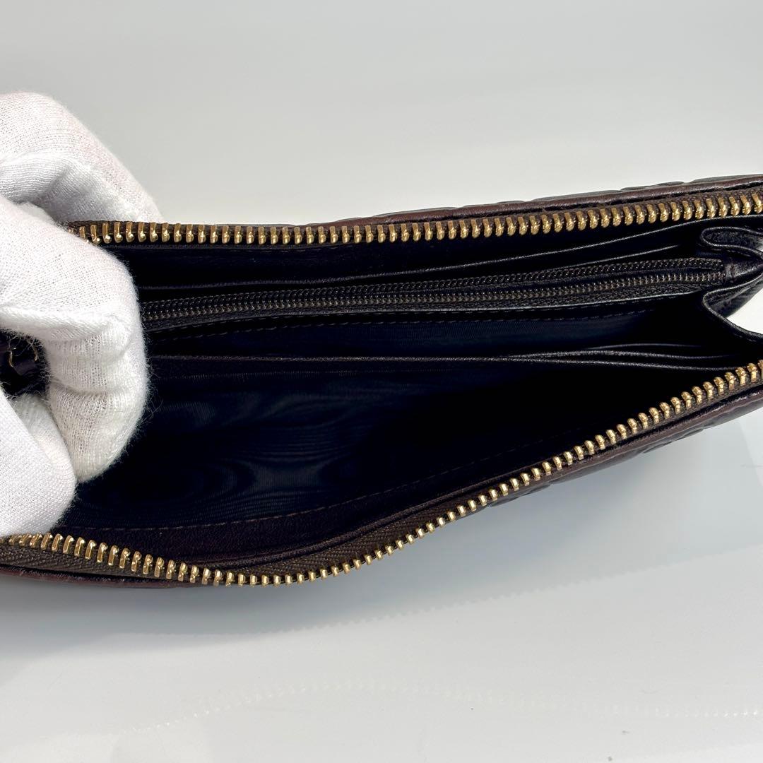 美品 GUCCI グッチ 長財布 L字 グッチシマ レザー ダークブラウン GG