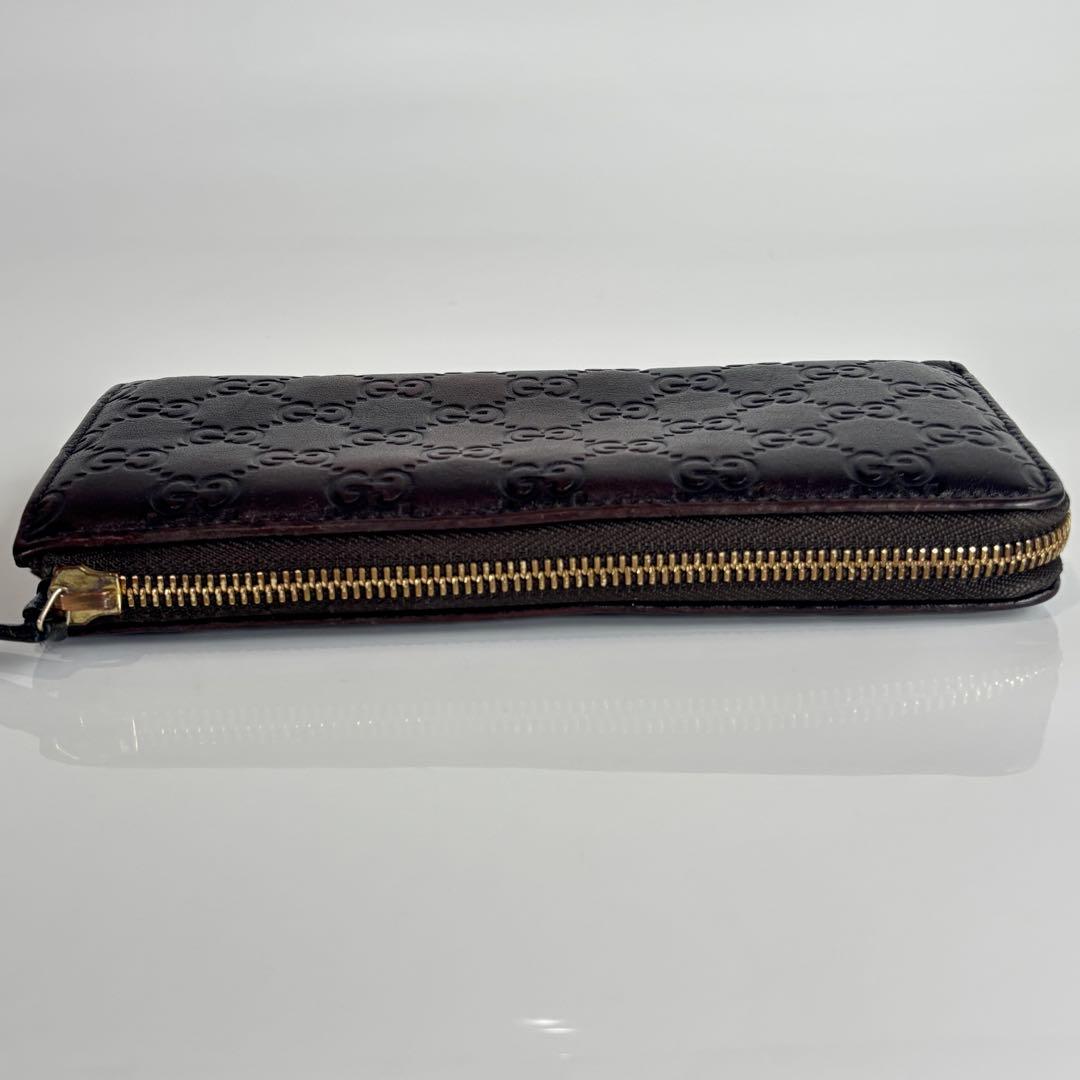美品 GUCCI グッチ 長財布 L字 グッチシマ レザー ダークブラウン GG