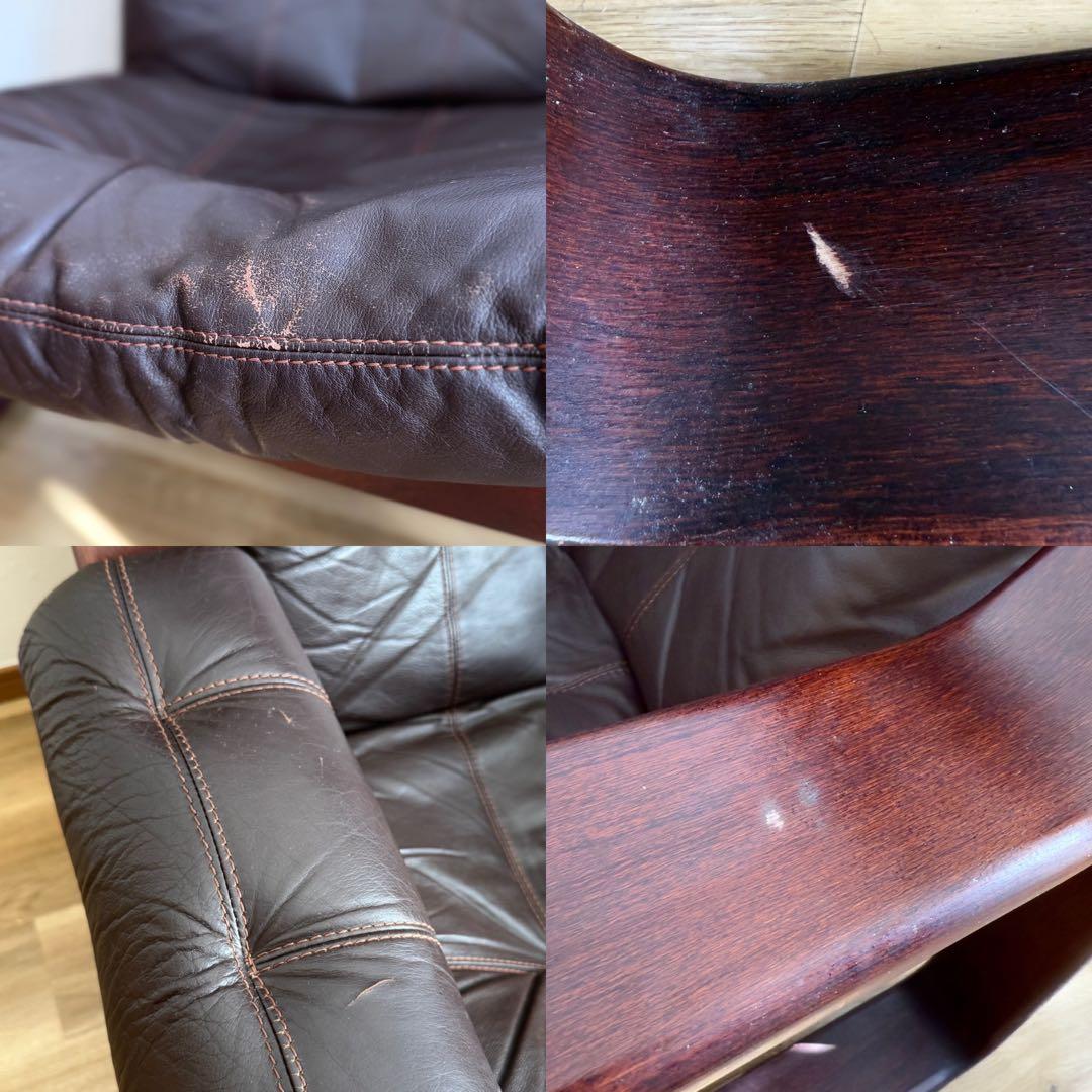 1人掛けソファ 1970s MID CENTURY LEATHER WOOD ARM CHAIR