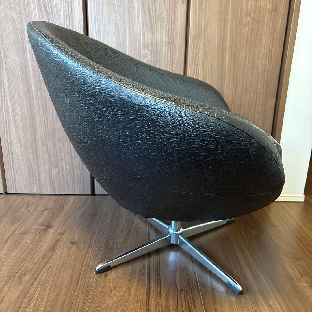 ビンテージ　1人掛けソファ　ブラックレザー