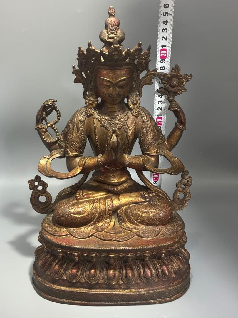 (期間セール)仏教古美術 純銅静座観音 四腕観音仏像文化遺産 文化財仏像伝承