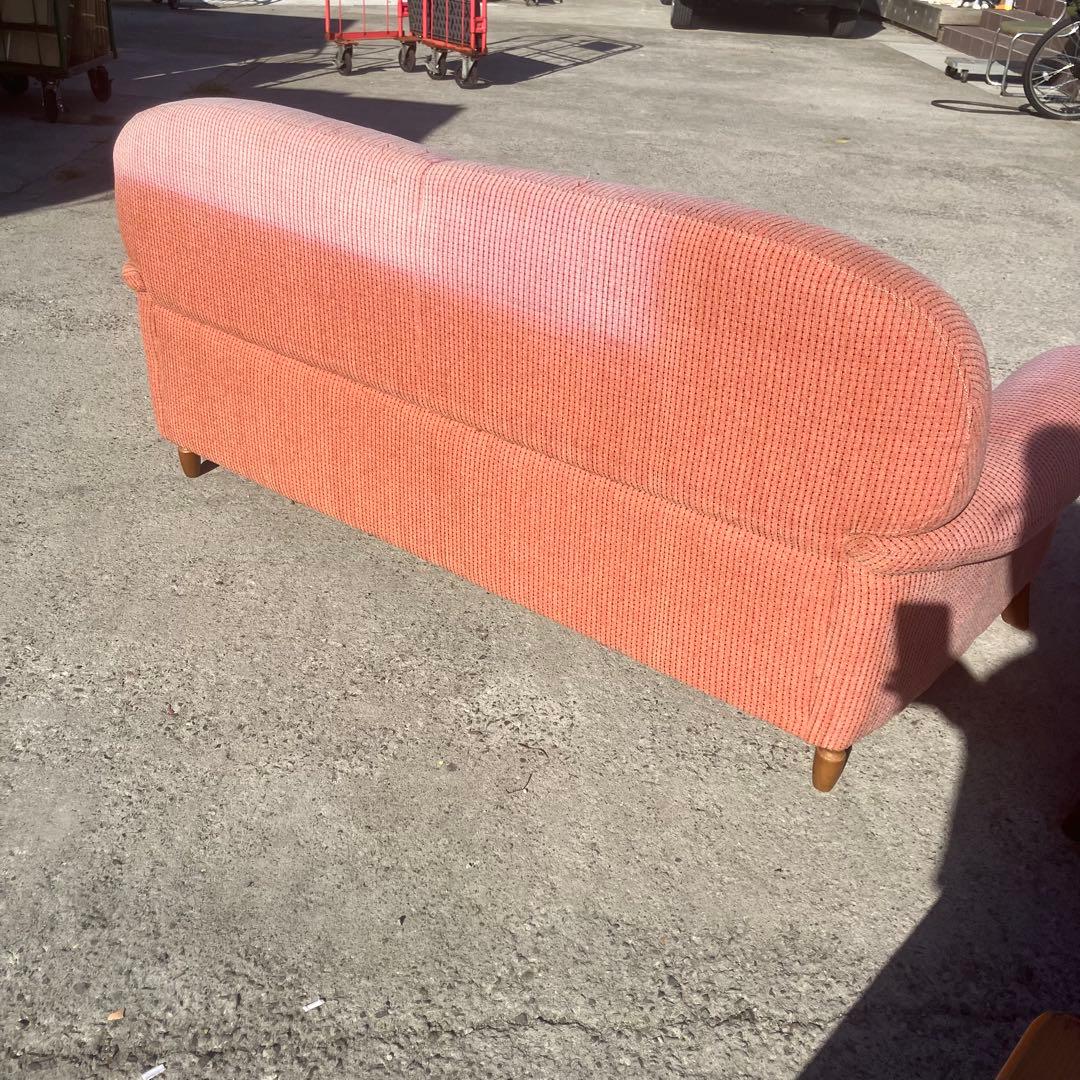 北欧レトロ ミッドセンチュリー 2人掛けソファー アームチェア ピンク 古家具