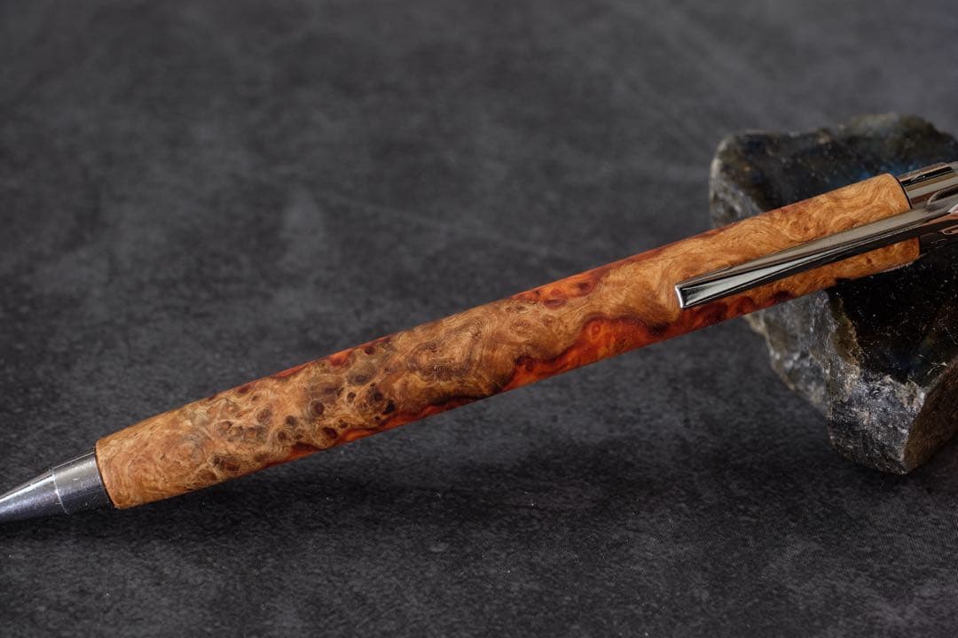 PG5木軸カスタム0216　高村杢工房 製図用シャープペンシル　花梨瘤　紅白