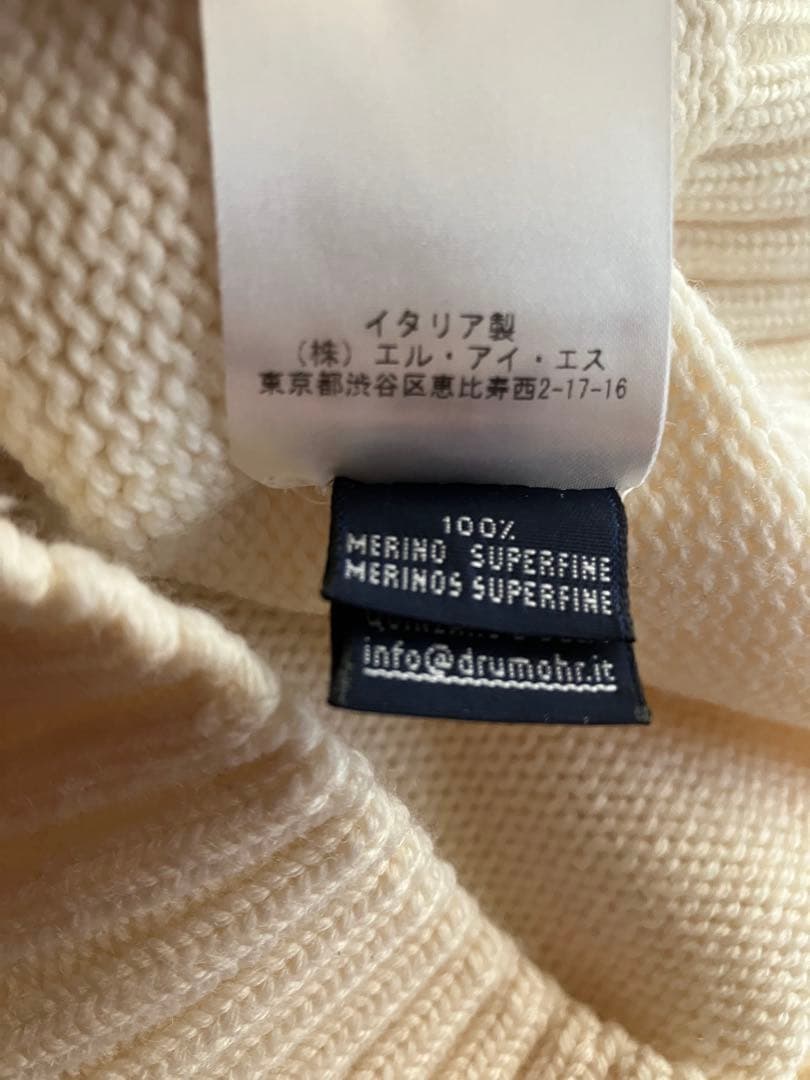 Drumohr メリノウール 8G タートルネックニット オフホワイト 46
