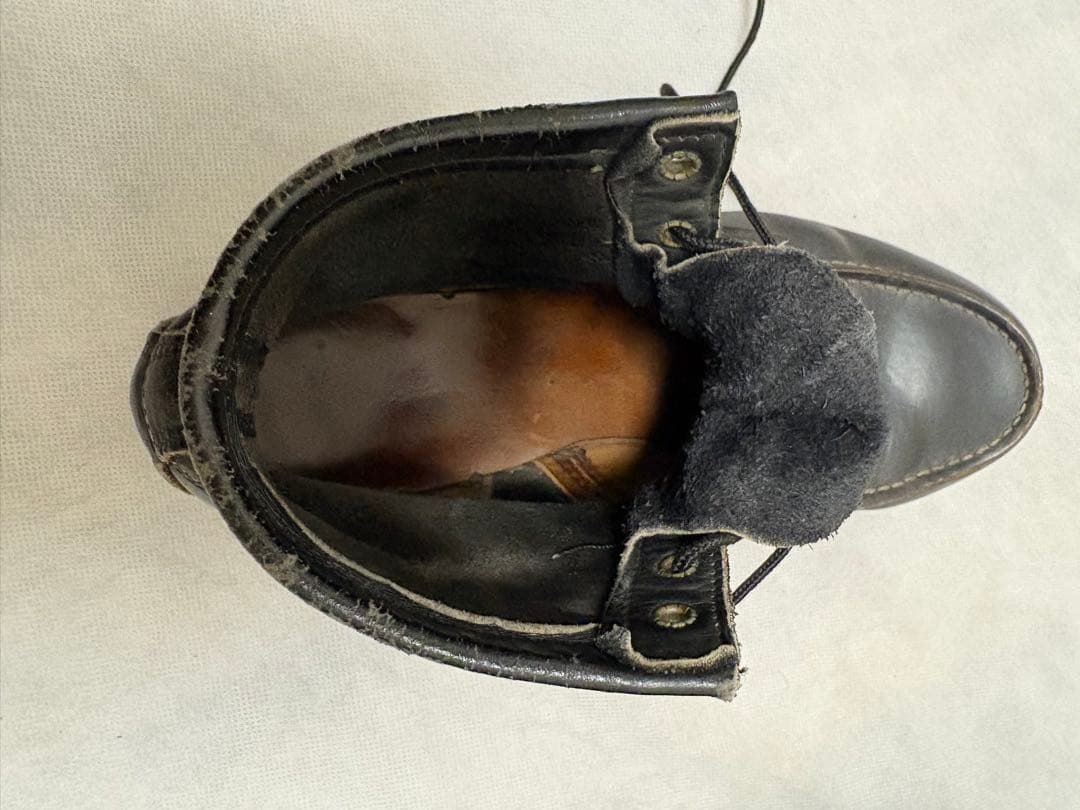 黒 レザー ハイカット ワークブーツ