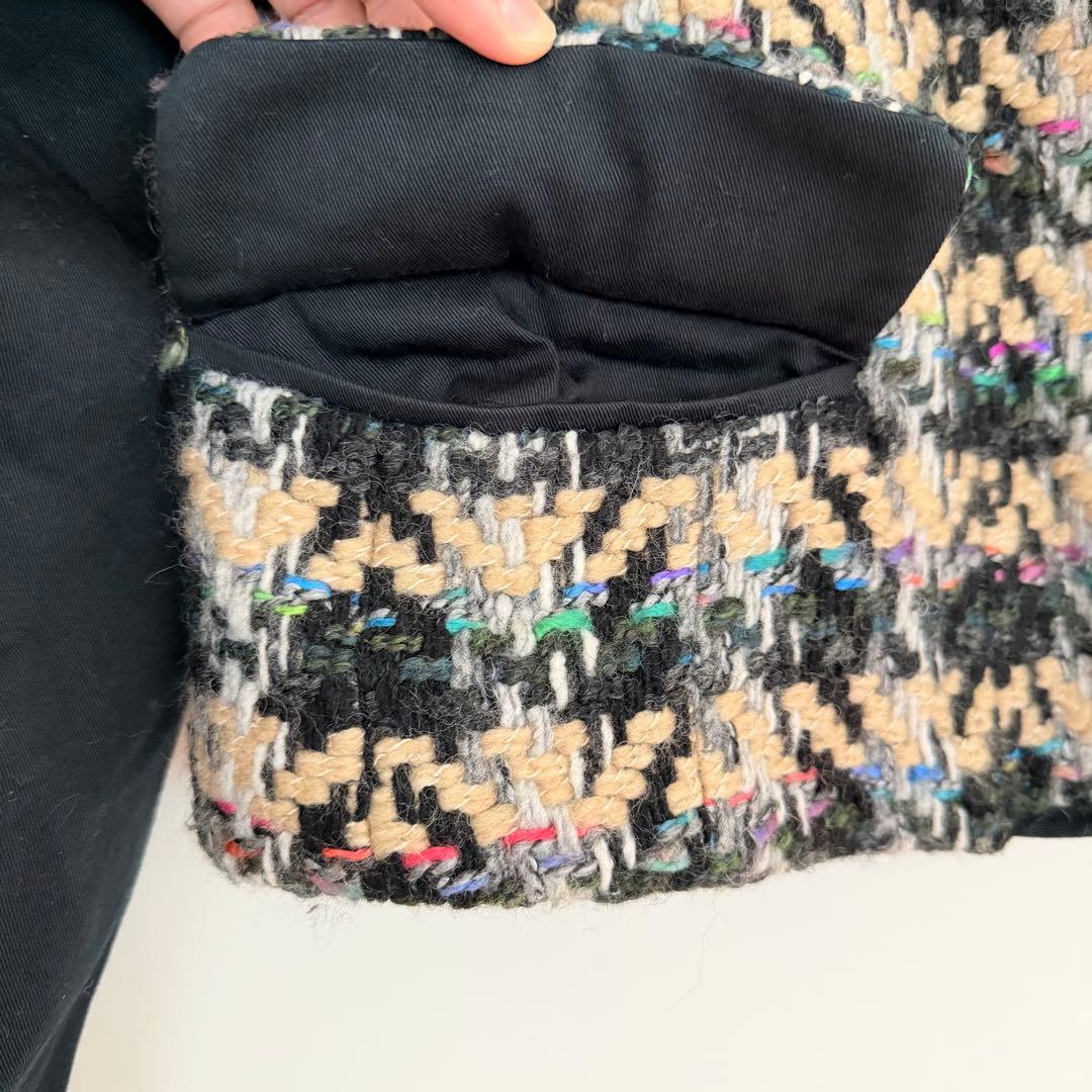 【高級】 スポーツマックスコード ツイード調 ショート丈ジャケット 38 ♪