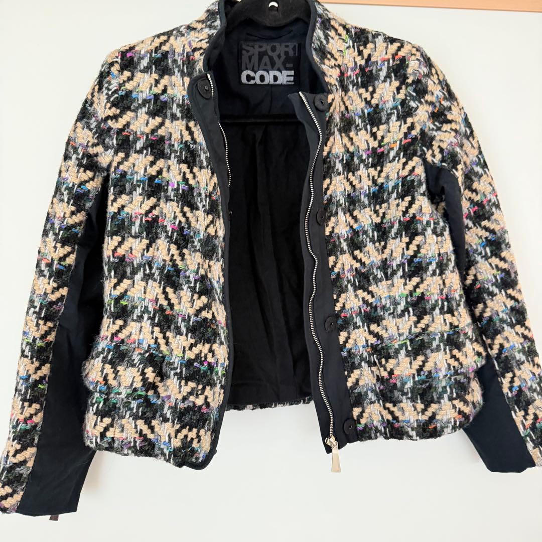 【高級】 スポーツマックスコード ツイード調 ショート丈ジャケット 38 ♪