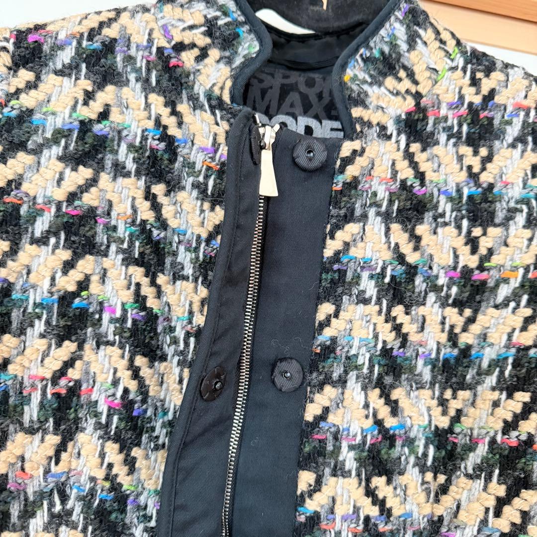 【高級】 スポーツマックスコード ツイード調 ショート丈ジャケット 38 ♪