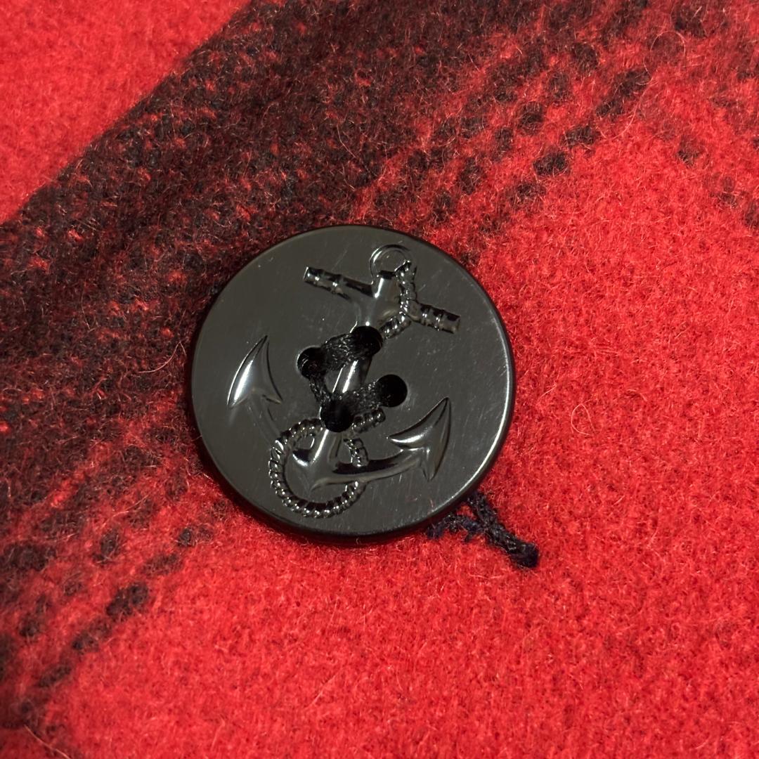 SCHOTT ピーコート USA製 オンブレチェック キルティング S 赤 黒