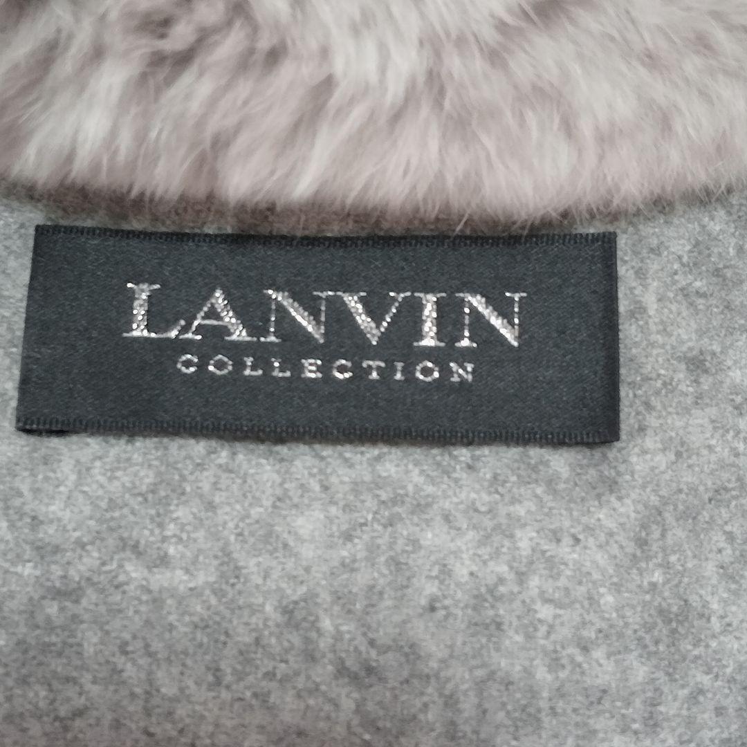 極美品 LANVIN グレー レッキスファーポンチョ ウール100％ ランバン