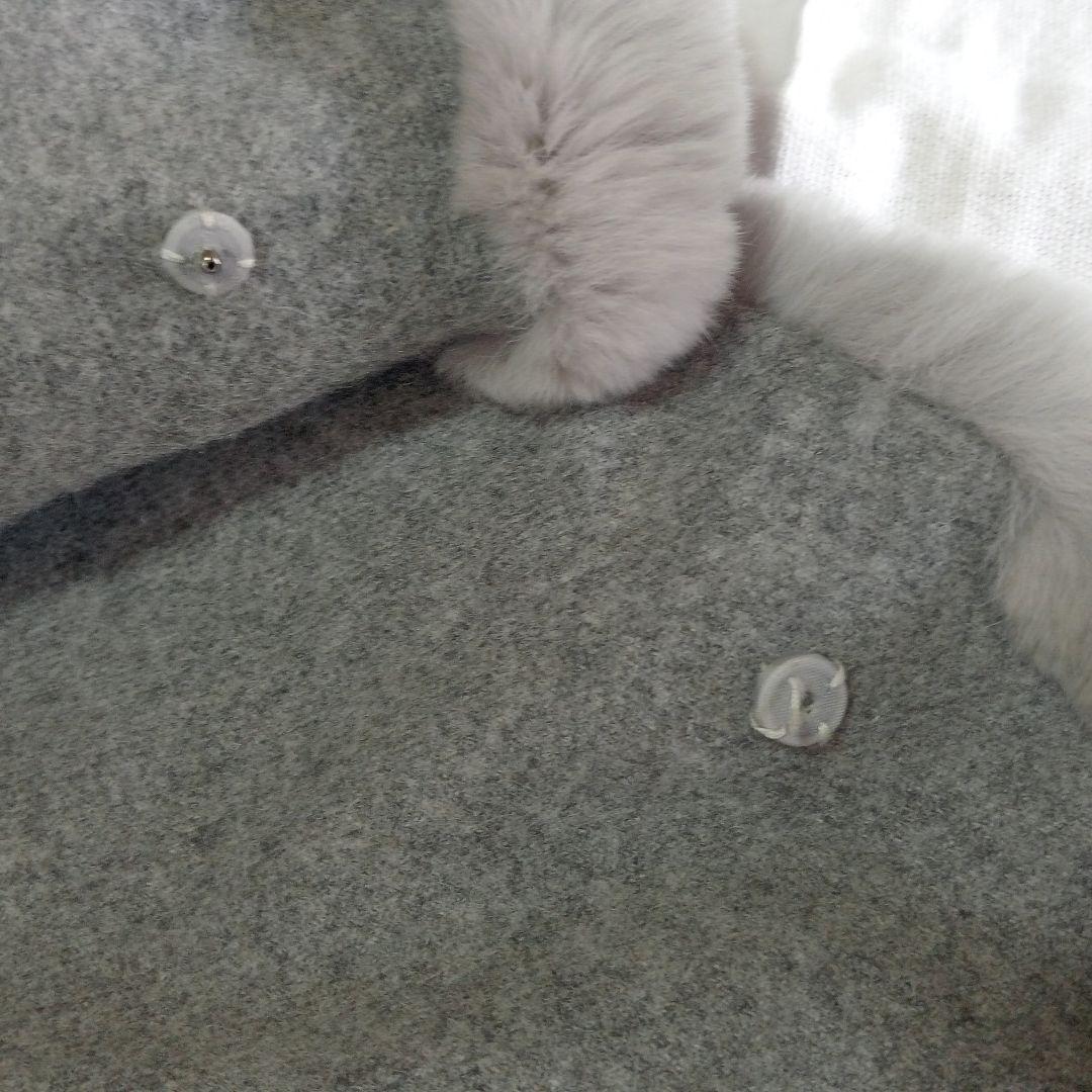 極美品 LANVIN グレー レッキスファーポンチョ ウール100％ ランバン