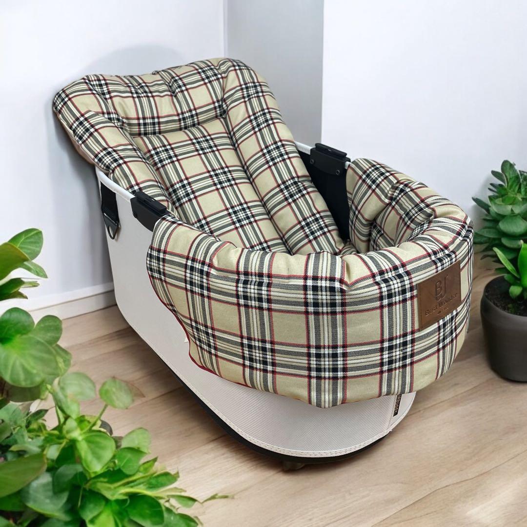 【2点セット】チェック柄ペットカート用クッション