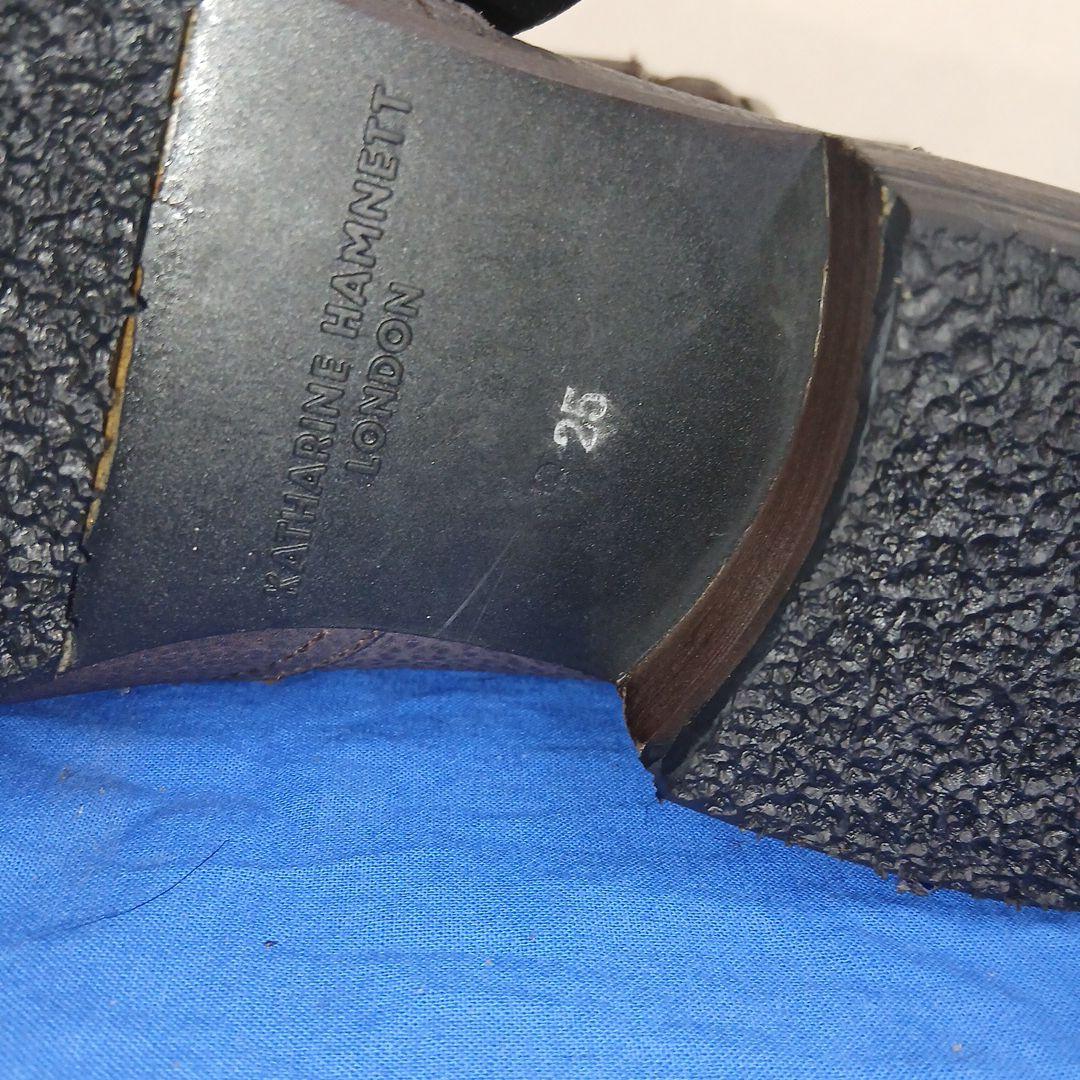 キャサリンハムネットダークブラウンシュリンクエンジニアブーツ25センチ