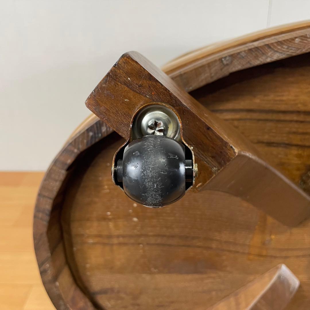 【良品】イタリア製 木製 サイドテーブル ワゴン キャスター付き ハンドペイント