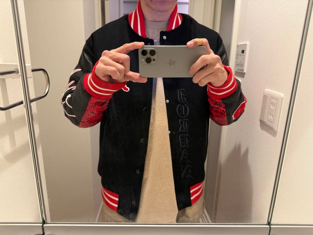 Jordan AwakeNY バーシティJacket S Redスタジャン