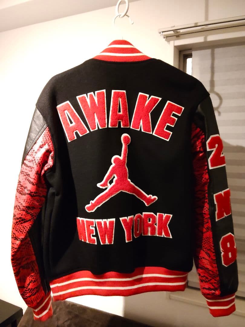 Jordan AwakeNY バーシティJacket S Redスタジャン