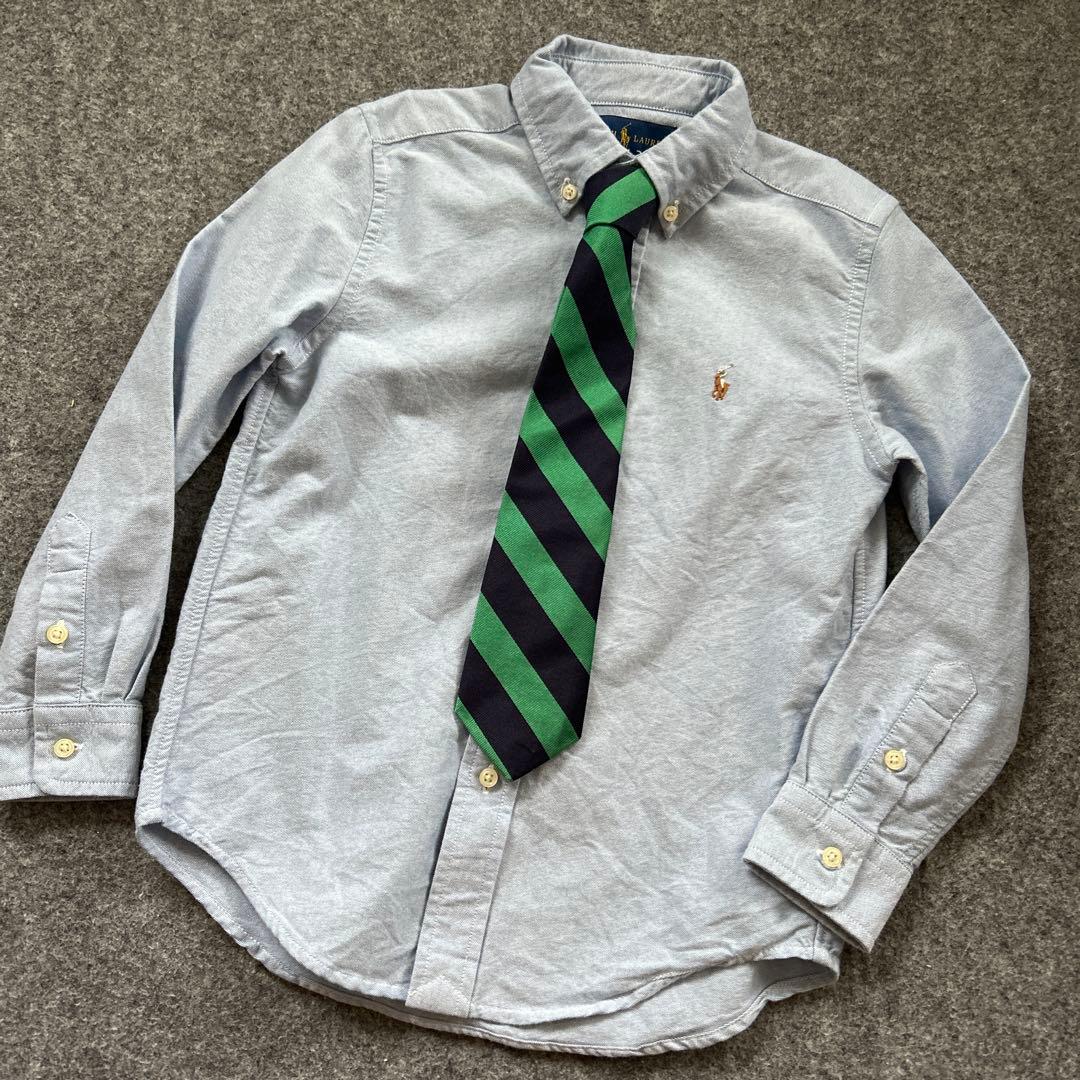 ラルフローレン キッズ スーツ 長袖シャツ ネクタイ 120 金ボタン ネイビー