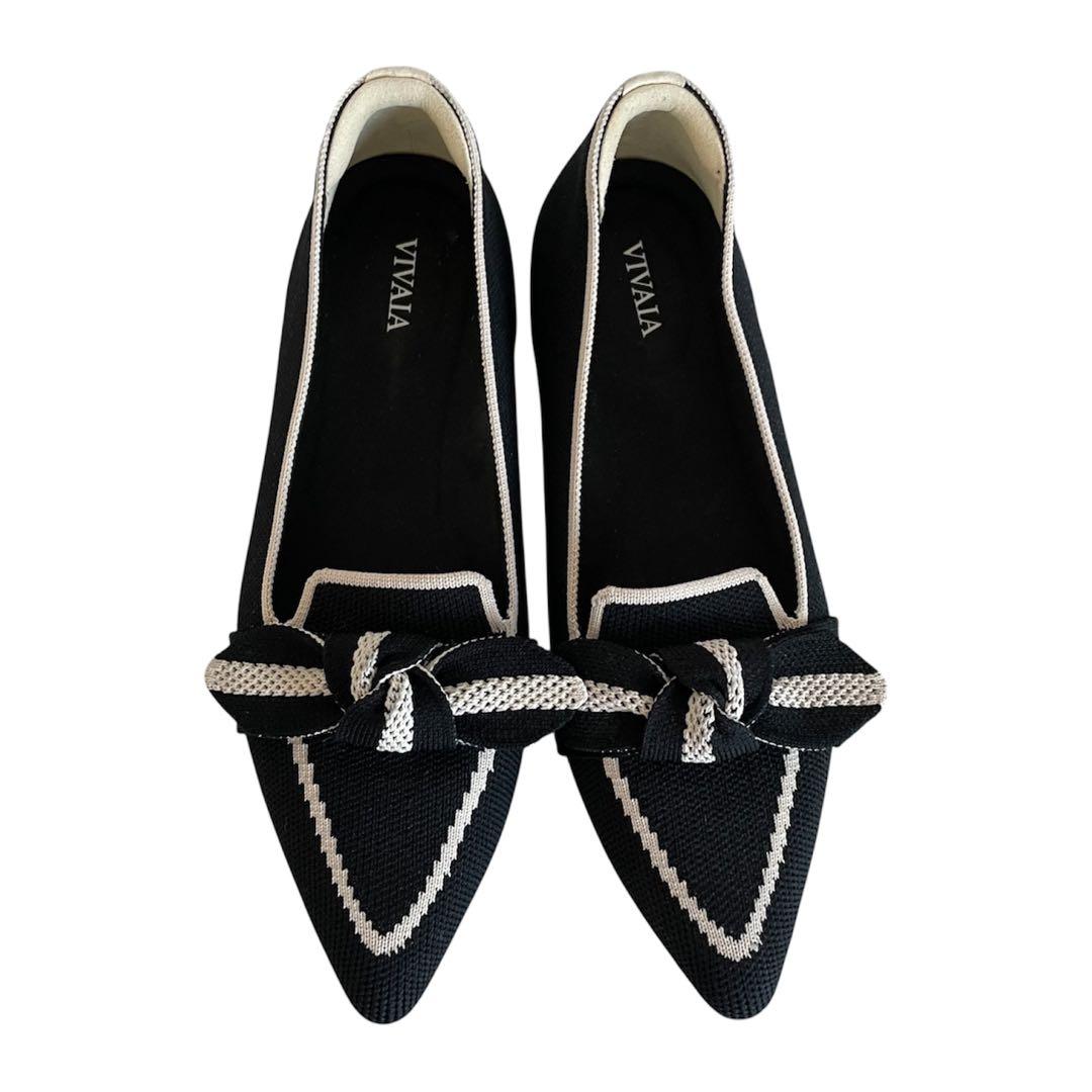 【極美品】ビバイア ミッシェル ポインテッドトゥボウディテール ニットローファー