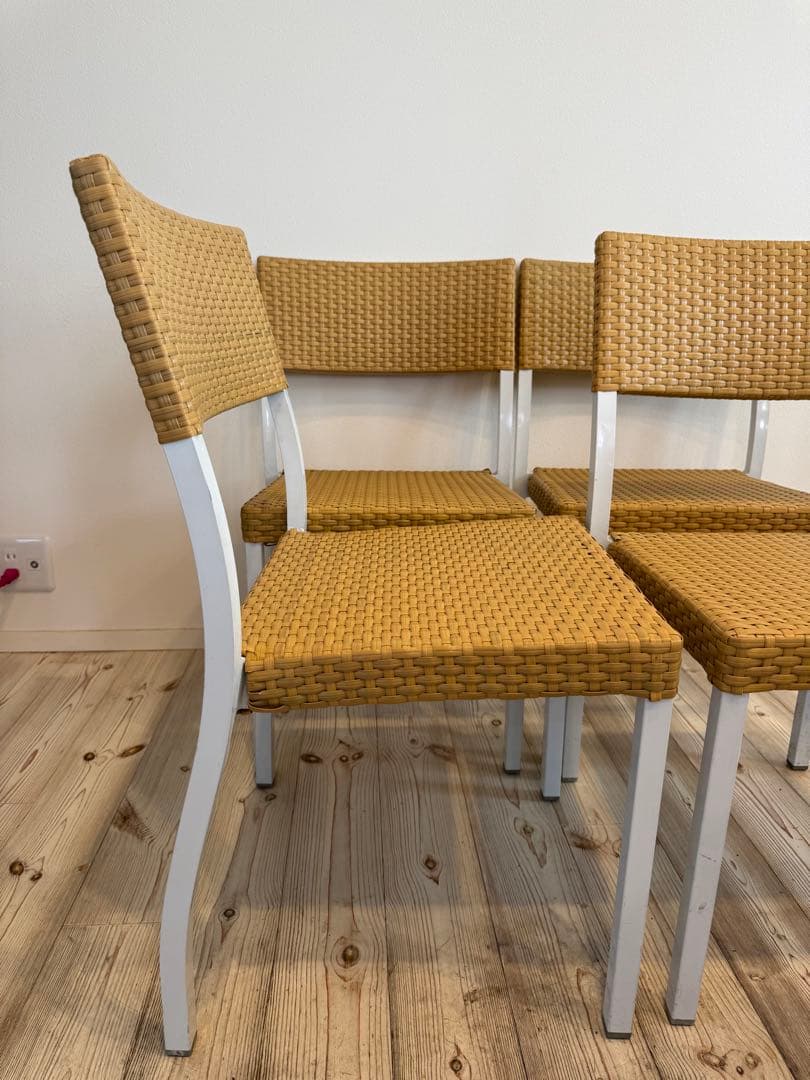 ラタン調スタッキングチェア 4脚セット テラス ガーデンチェア④