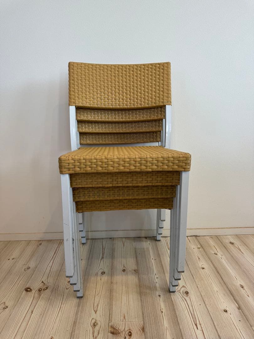 ラタン調スタッキングチェア 4脚セット テラス ガーデンチェア④