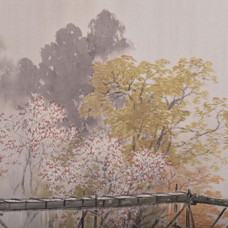 掛軸　小学館発行　複製　川合玉堂筆　銘「渓村春雨」　限定480部　C　8462A